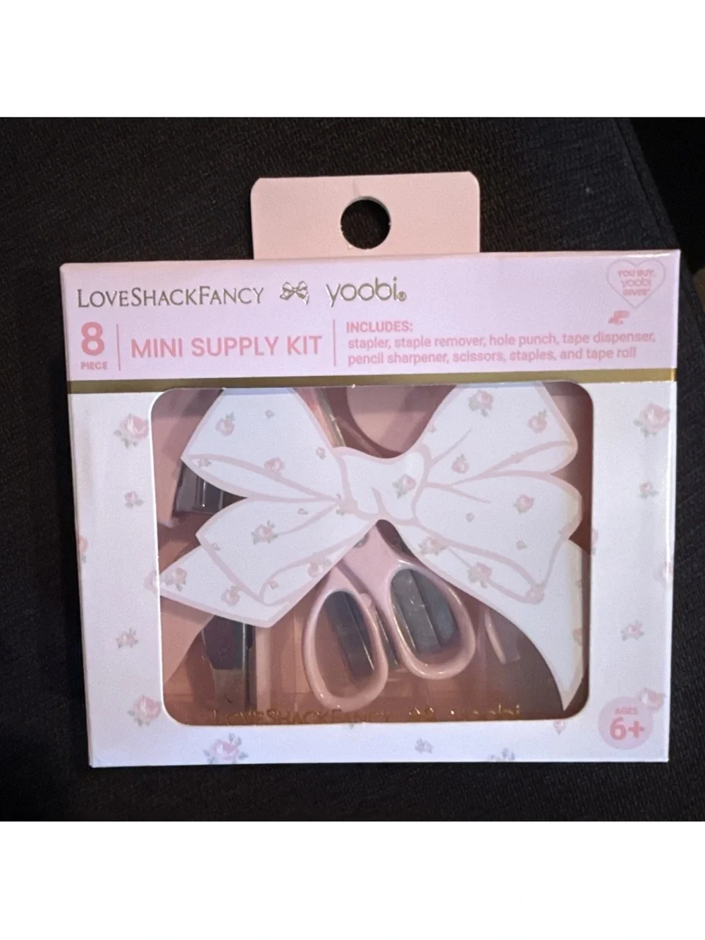 Yoobi x LoveShackFancy Pink Mini Supply Kit - 8 Piece Kids Accessories Set